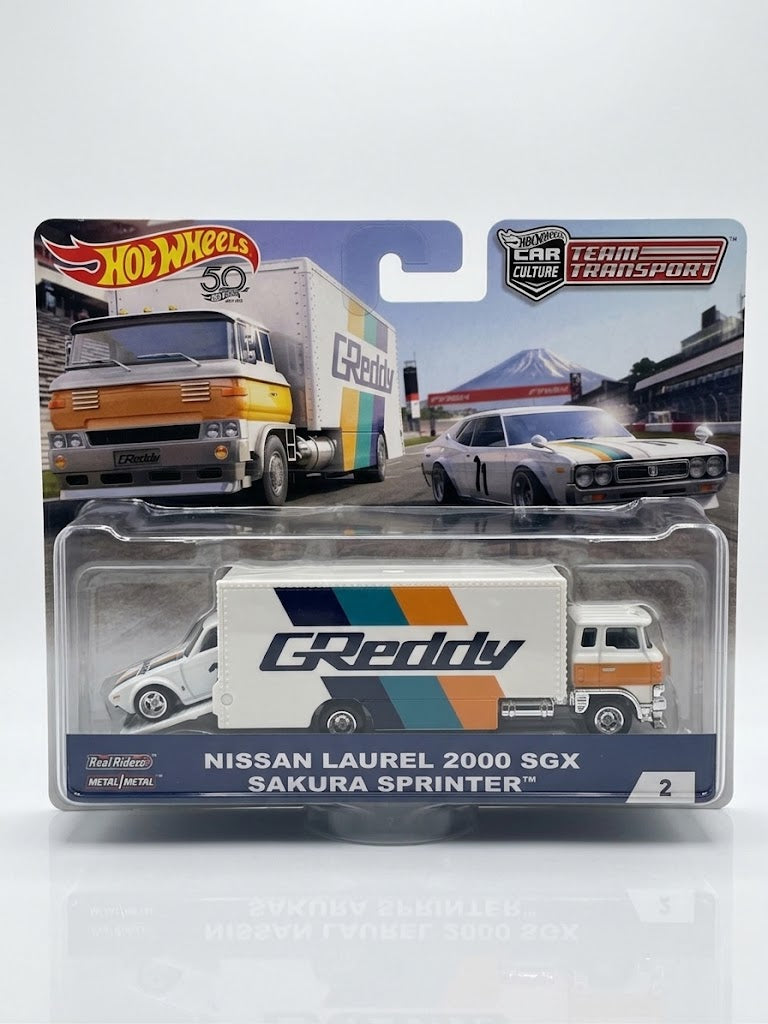 Hot Wheels Team Transport Nissan Laurel 2000 SGX & Sakura Sprinter (#2) - GReddy
