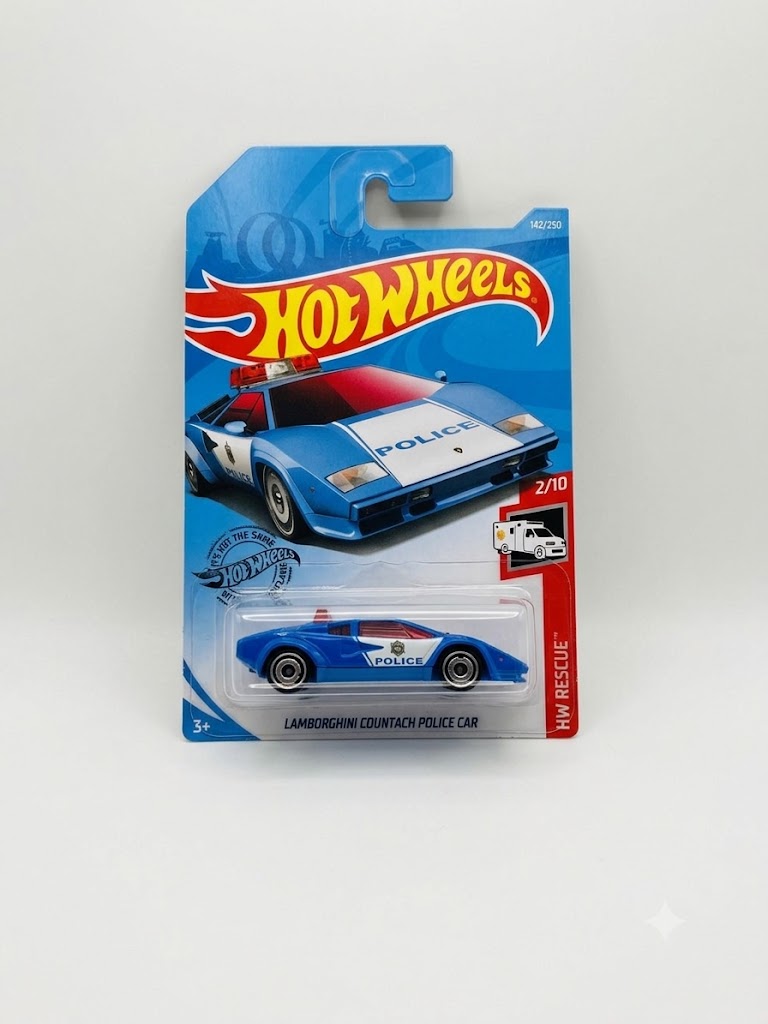 Hot Wheels Lamborghini Countach Police Car (#2/10) - Short Card