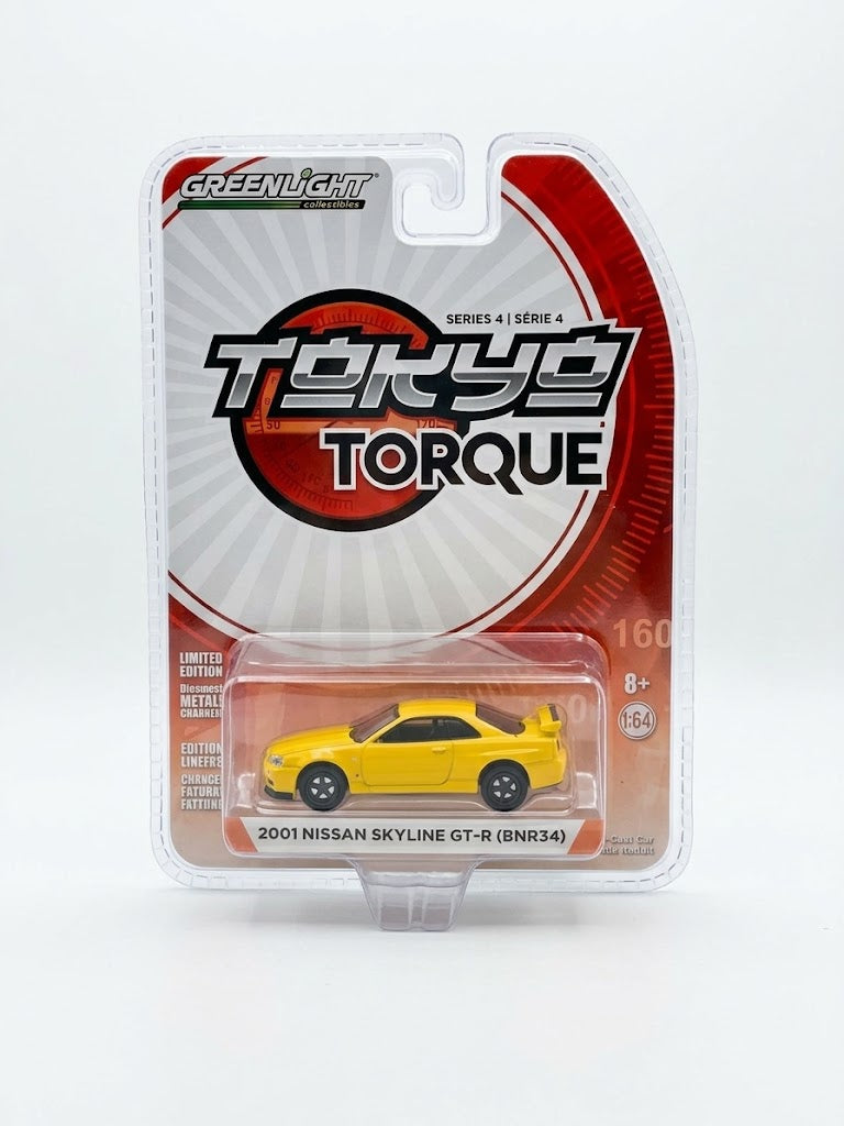 GreenLight Tokyo Torque 2001 Nissan Skyline GT-R (BNR34) - Yellow (Series 4)
