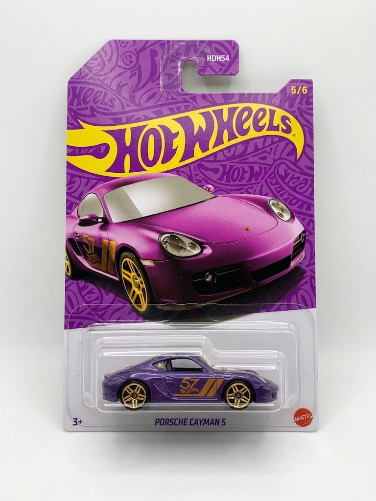 Hot Wheels 57th Anniversary: Porsche Cayman S (1:64 Scale - Metalflake Plum/Purple 5/6)