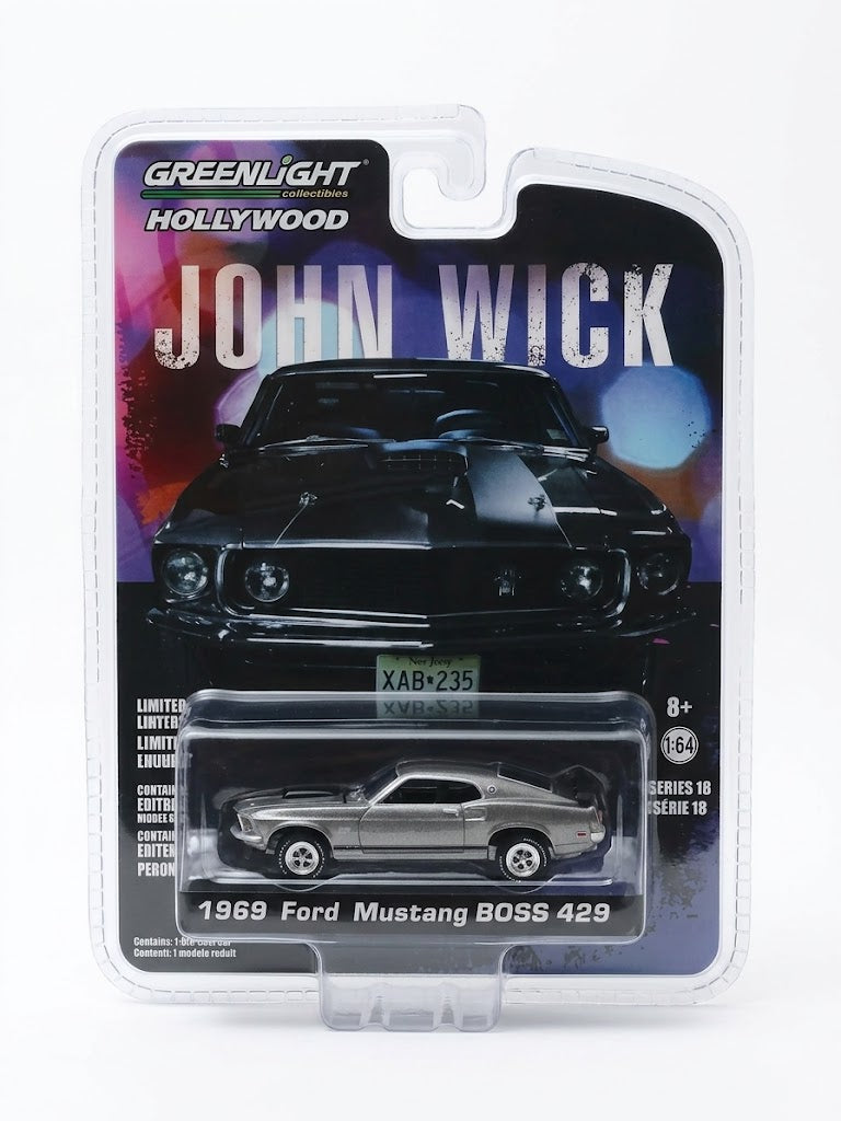 GreenLight Hollywood John Wick 1969 Ford Mustang Boss 429 - Metallic Grey (Series 18)