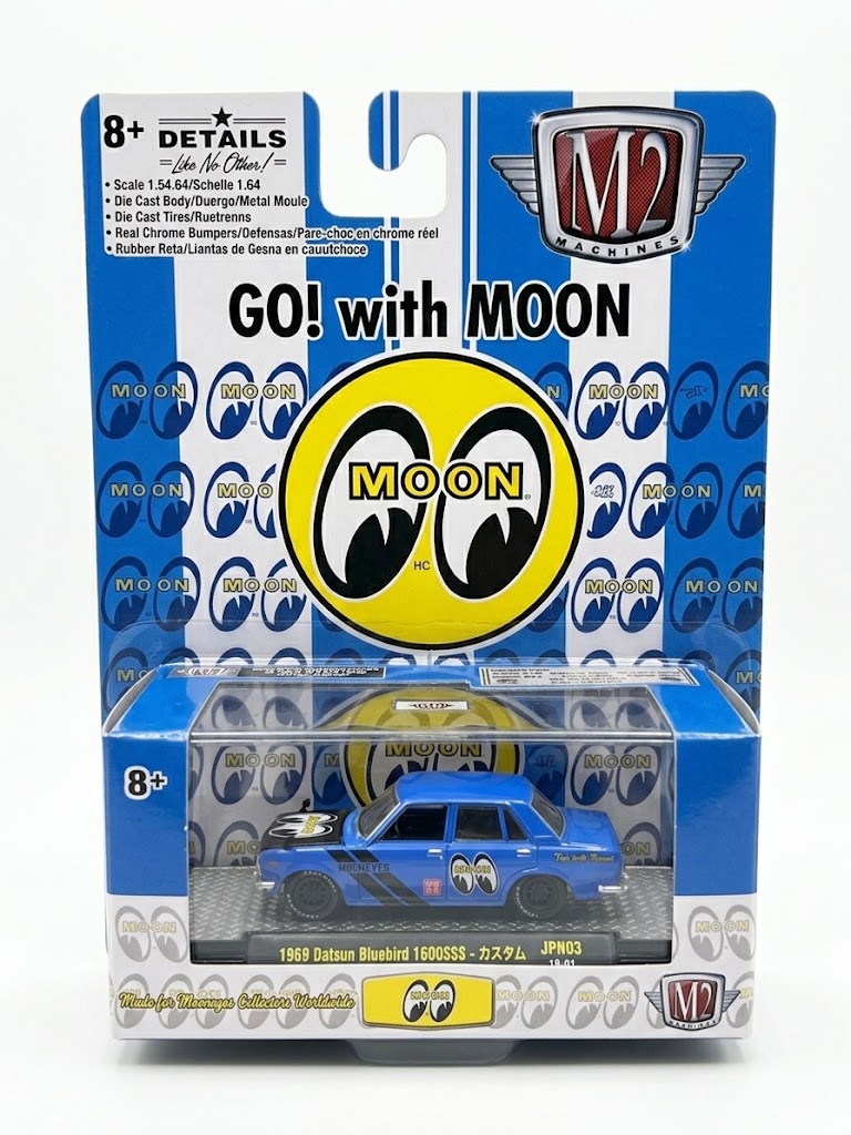 M2 Machines 1969 Datsun Bluebird 1600SSS Custom - Japan Series JPN03 (Moon Equipped - Blue)