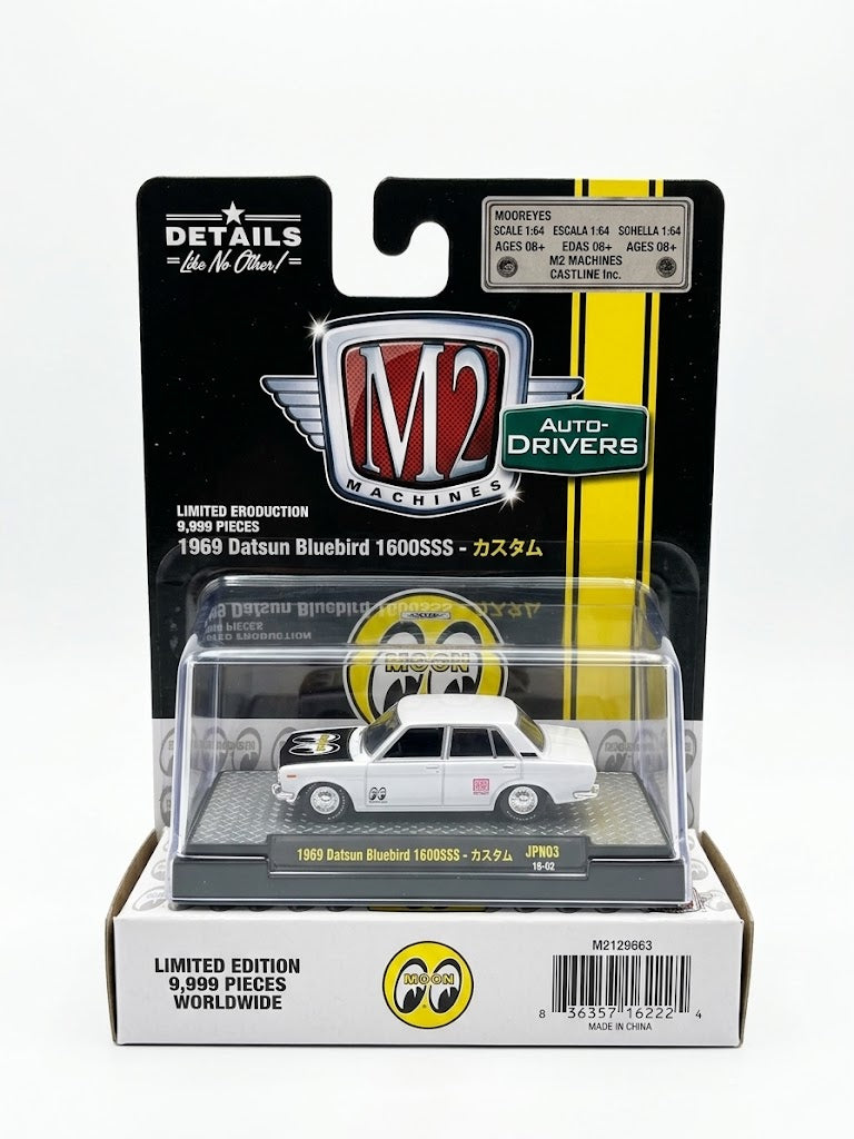 M2 Machines 1969 Datsun Bluebird 1600SSS Custom - Japan Series JPN03 (Moon Equipped - White / 9,999 Pcs)