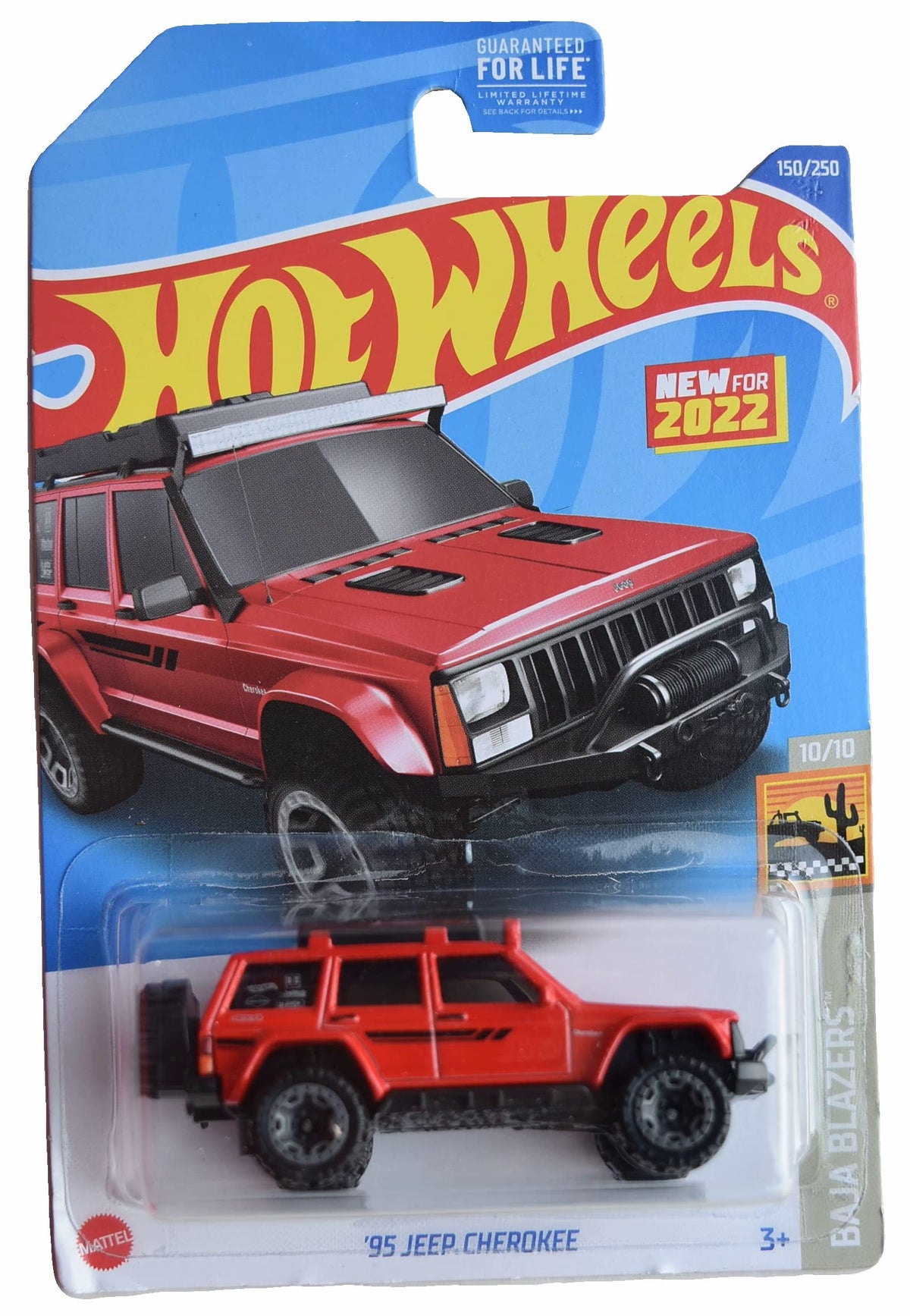 Hot Wheels '95 Jeep Cherokee (Baja Blazers 10/10) – Red Overland Off-Road SUV (1:64 Scale)
