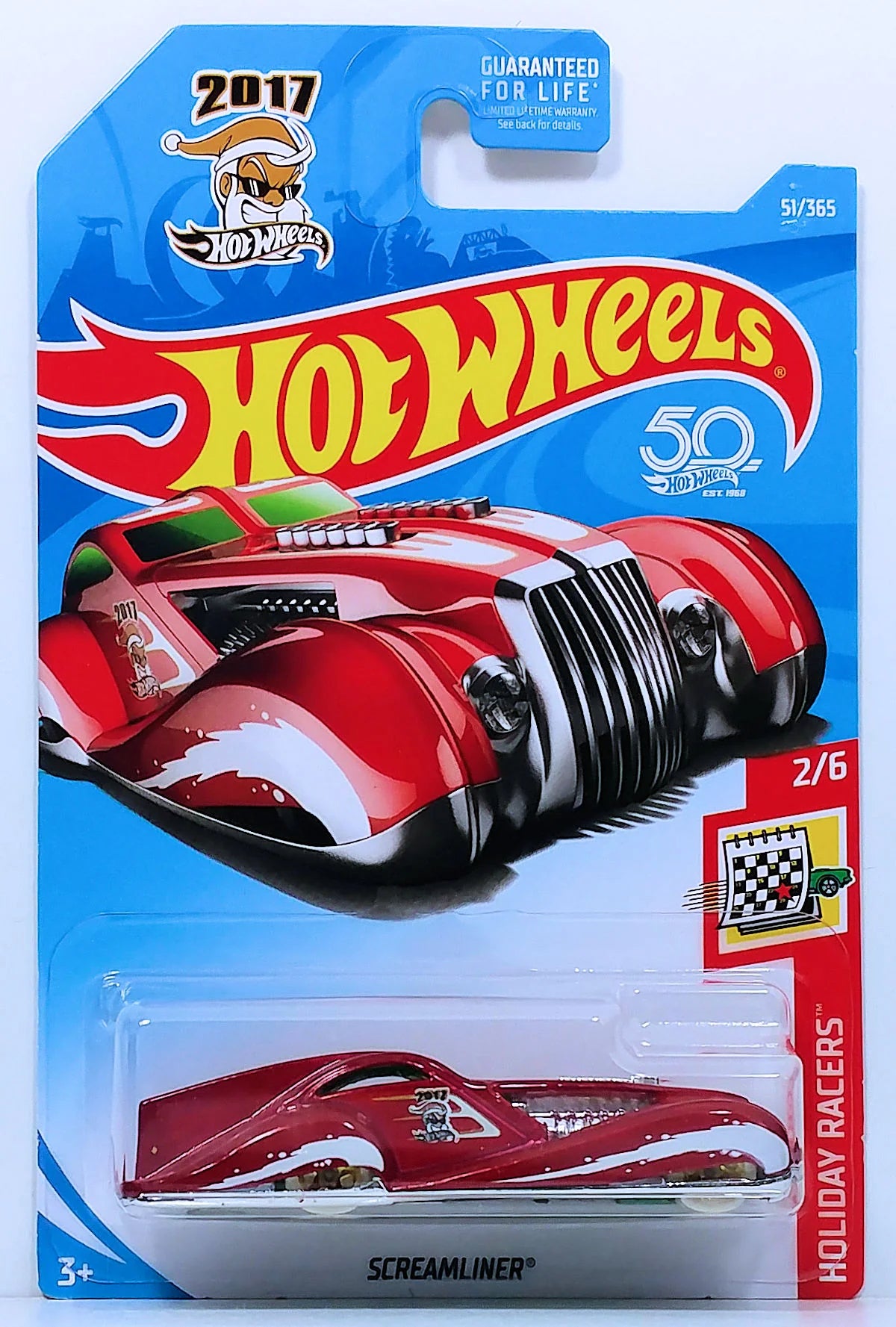 Hot Wheels Screamliner Candy Red Holiday Racers (2017 Mainline 2/6)