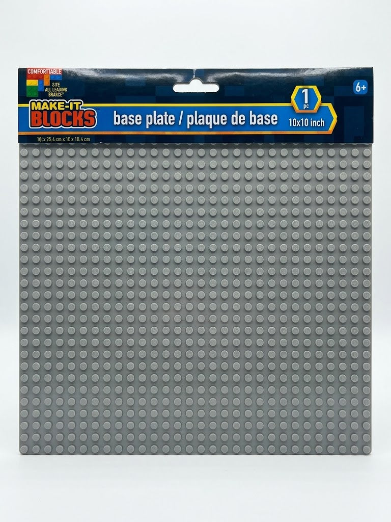 Make-It Blocks - 10x10 Inch Building Brick Base Plate (Grey / 32x32 Studs)
