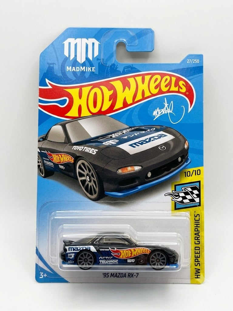 Hot Wheels '95 Mazda RX-7 Dark Satin Gunmetal Mad Mike (HW Speed Graphics 10/10)