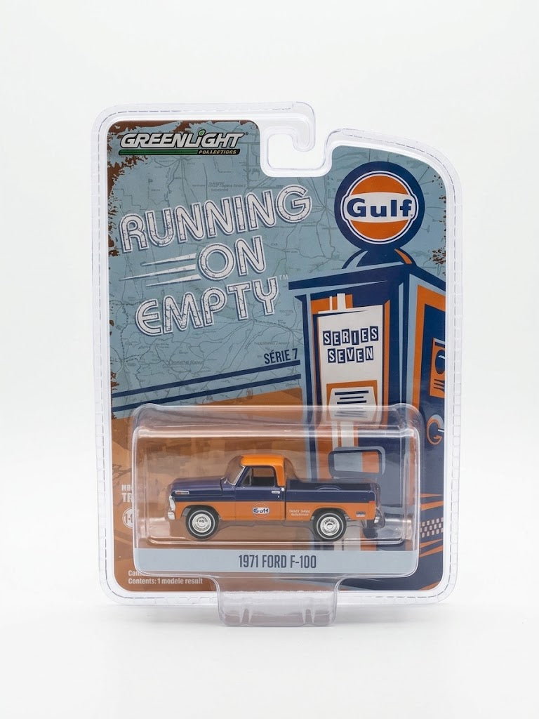 GreenLight Running on Empty 1971 Ford F-100 - Gulf Oil Blue & Orange (Series 7)