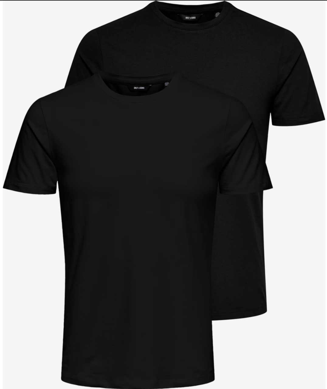Only & Sons Plain Black Crew Neck T-Shirt (2-Pack)