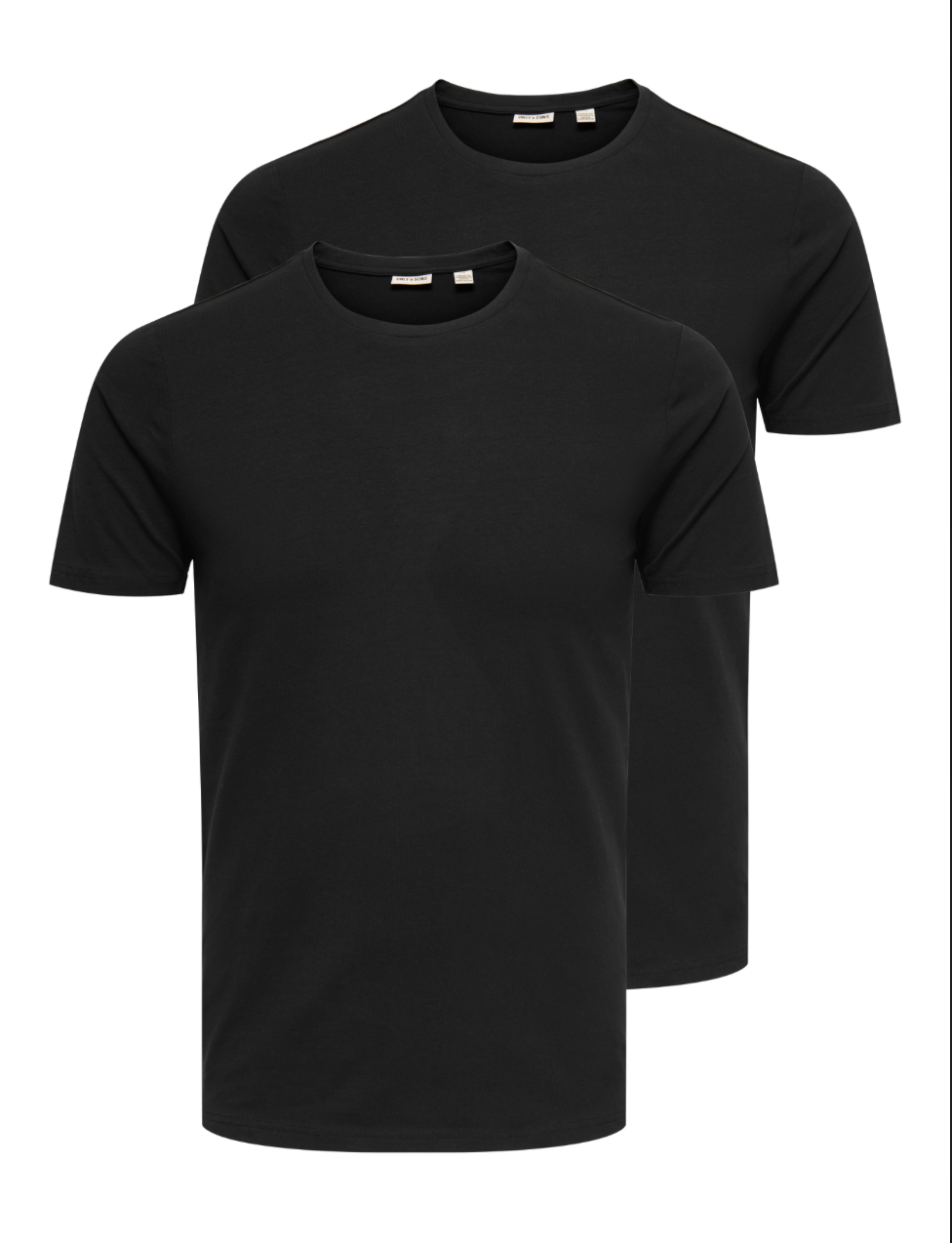 Only & Sons Plain Black Crewneck T-Shirt 2-Pack