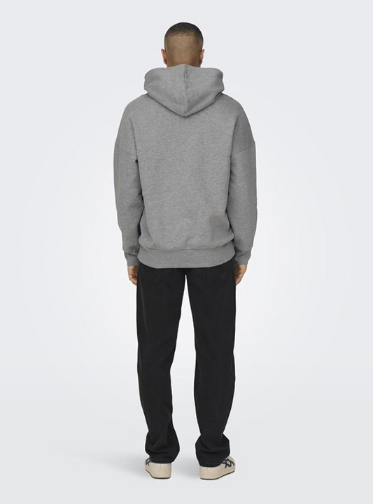Only & Sons Grey Pullover Hoodie with Pockets