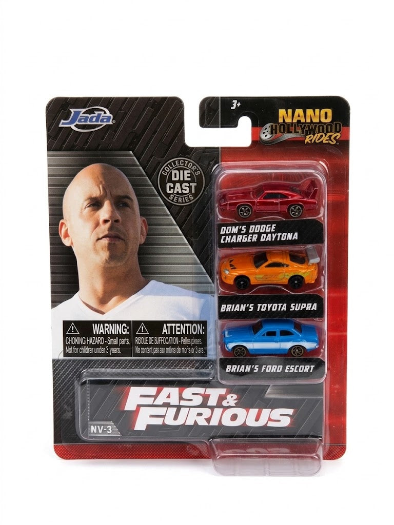 Jada Nano Hollywood Rides Fast & Furious 3-Pack - NV-3 (Charger Daytona, Supra, Escort)