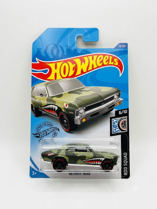 Hot Wheels '68 Chevy Nova Satin Olive Drab Camo Shark Mouth (Rod Squad 6/10)
