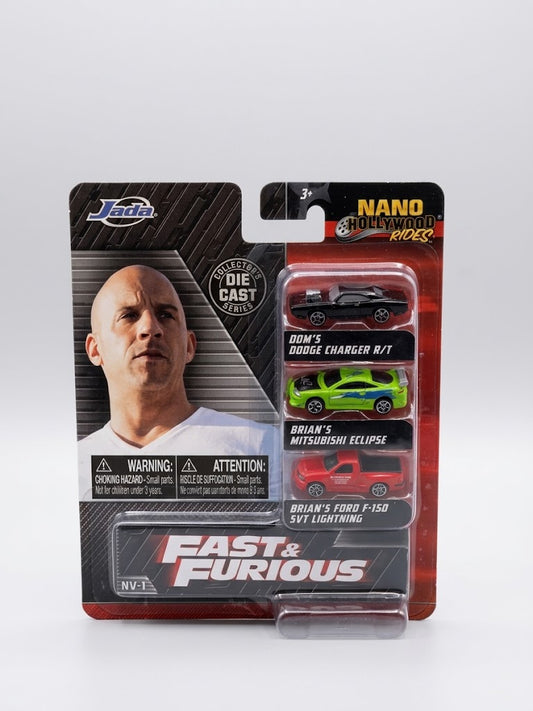 Jada Nano Hollywood Rides Fast & Furious 3-Pack - NV-1 (Charger R/T, Eclipse, SVT Lightning)