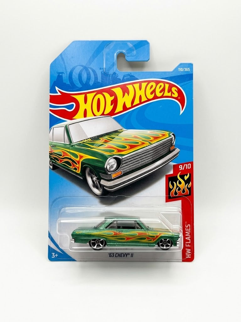 Hot Wheels '63 Chevy II Metallic Green Flames (HW Flames 9/10)