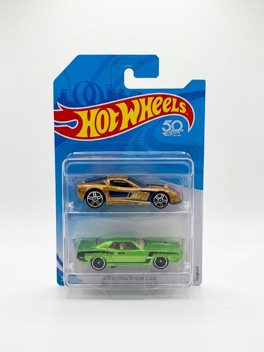 Hot Wheels 50th Anniversary 2-Car Pack - Corvette ZR1 & 1970 Plymouth HEMI 'Cuda
