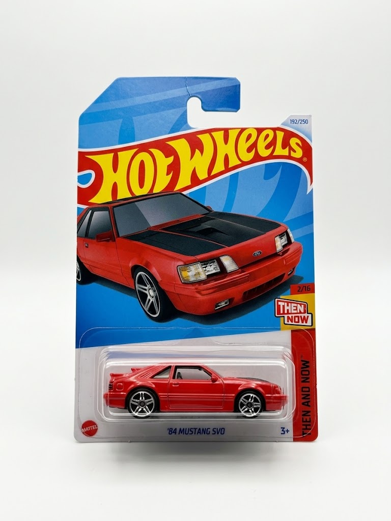 Hot Wheels 1:64 Then and Now - '84 Mustang SVO (Red w/ Black Hood / 192/250)