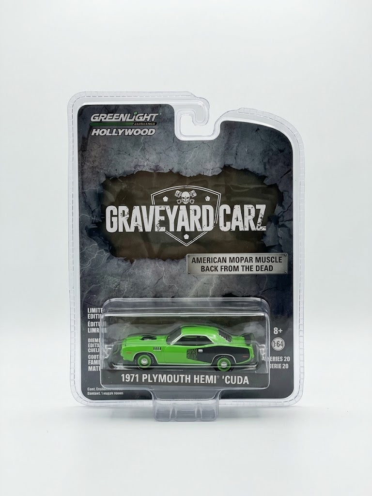 GreenLight Hollywood Graveyard Carz 1971 Plymouth Hemi 'Cuda - Sassy Grass Green (Series 20)