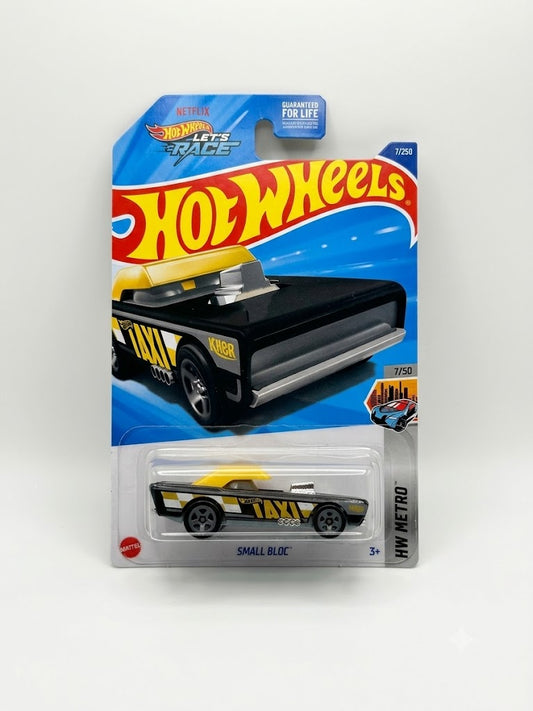 Hot Wheels HW Metro: Small Bloc Taxi (1:64 Scale - Satin Black & Yellow #7/250)