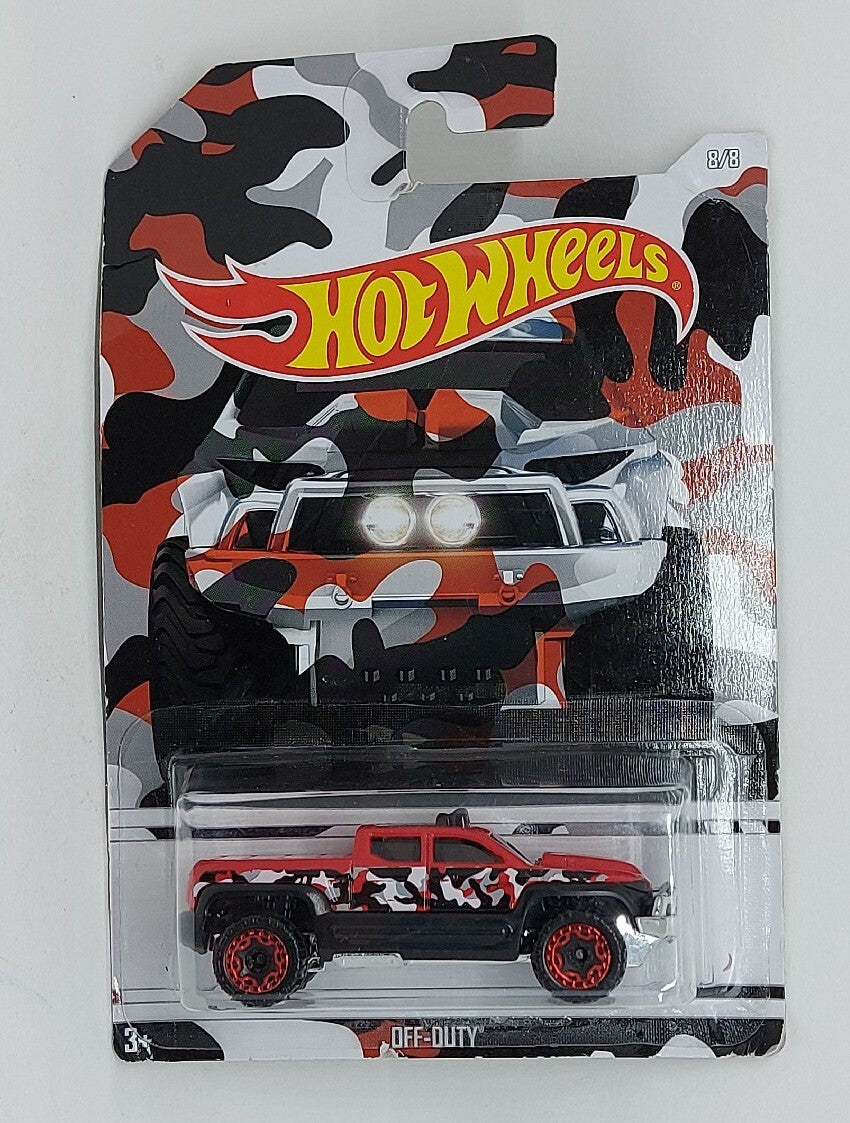 Hot Wheels Off-Duty (Camo Series 8/8) – Red Urban Camouflage Off-Road Truck (1:64 Scale)