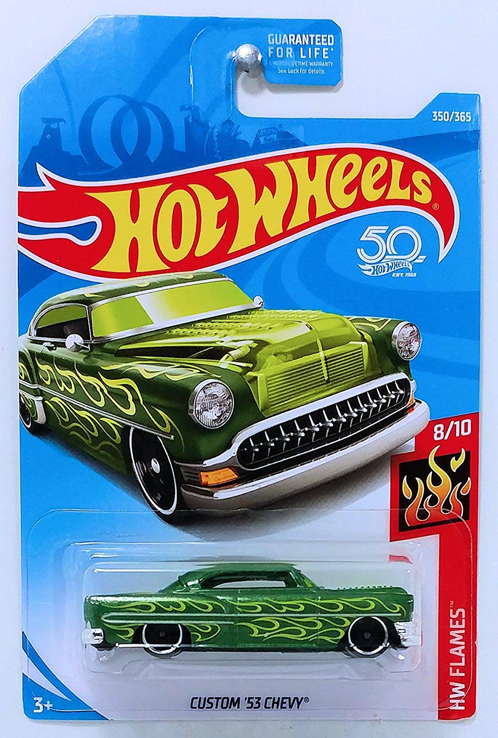 Hot Wheels Custom '53 Chevy Metallic Green Flames (350/365 - 50th Anniversary)
