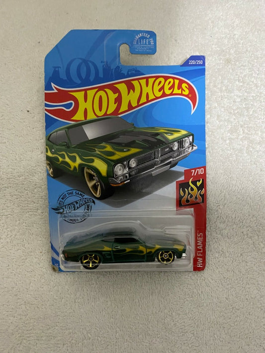 Hot Wheels '73 Ford Falcon XB Metallic Green Flames (HW Flames 7/10)