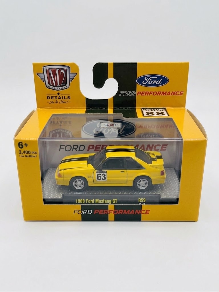M2 Machines 1988 Ford Mustang GT - Yellow & Black (Ford Performance R59)