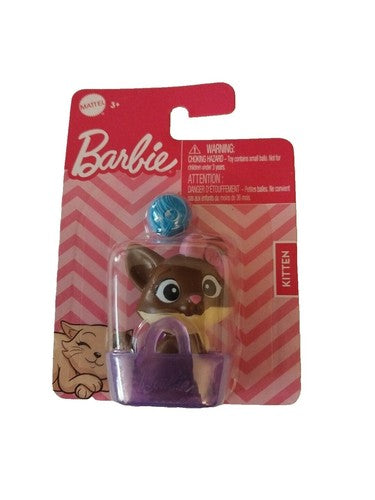 Barbie Mini Figurine Kitten with Basket & Yarn Accessory