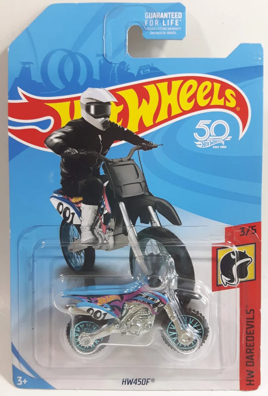 Hot Wheels 1:64 HW Daredevils - HW450F Motocross Bike (Blue / #001)