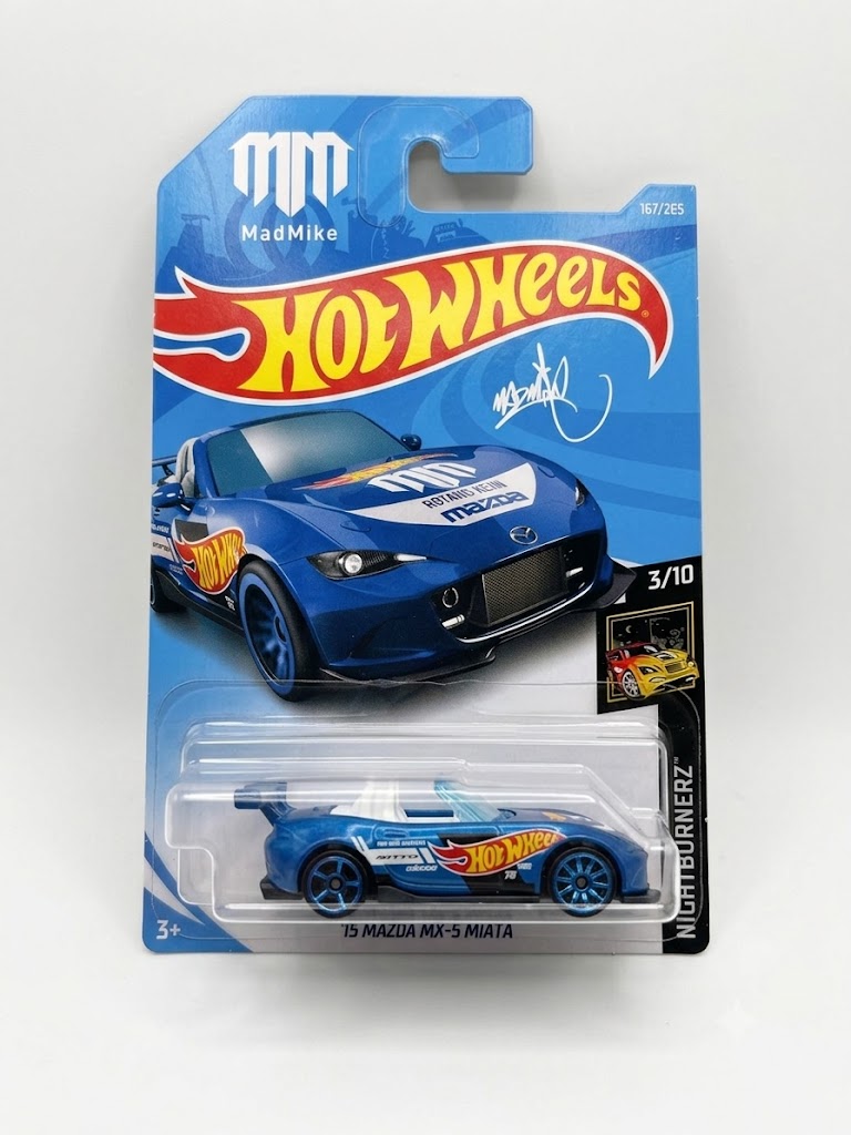 Hot Wheels Nightburnerz '15 Mazda MX-5 Miata - Mad Mike (Blue)
