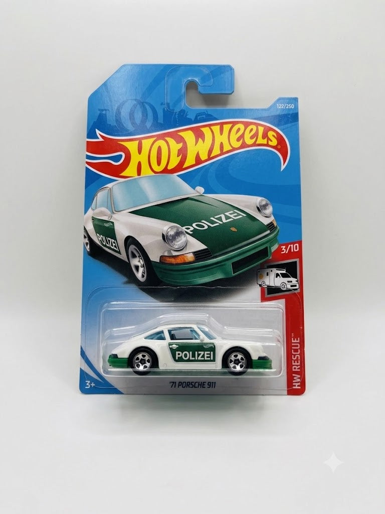 Hot Wheels HW Rescue '71 Porsche 911 Polizei (White/Green)