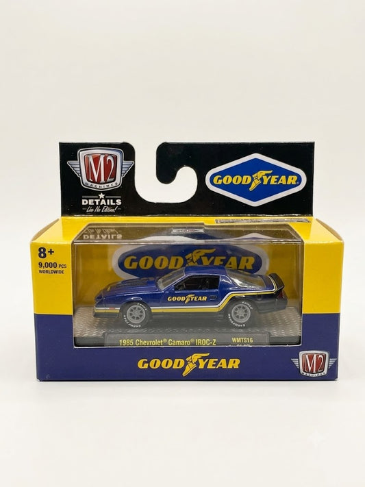 M2 Machines 1:64 Goodyear 1985 Chevrolet Camaro IROC-Z (Blue / WMTS16)