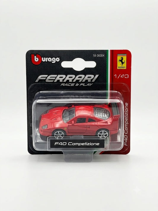 Bburago Ferrari Race & Play F40 Competizione (1:43 Scale - Red)