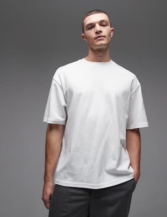 Only & Sons Plain White Relaxed Crew Neck T-Shirt
