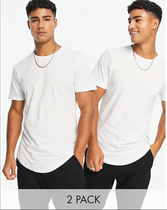 Only & Sons Plain White Crew Neck T-Shirt (2-Pack)