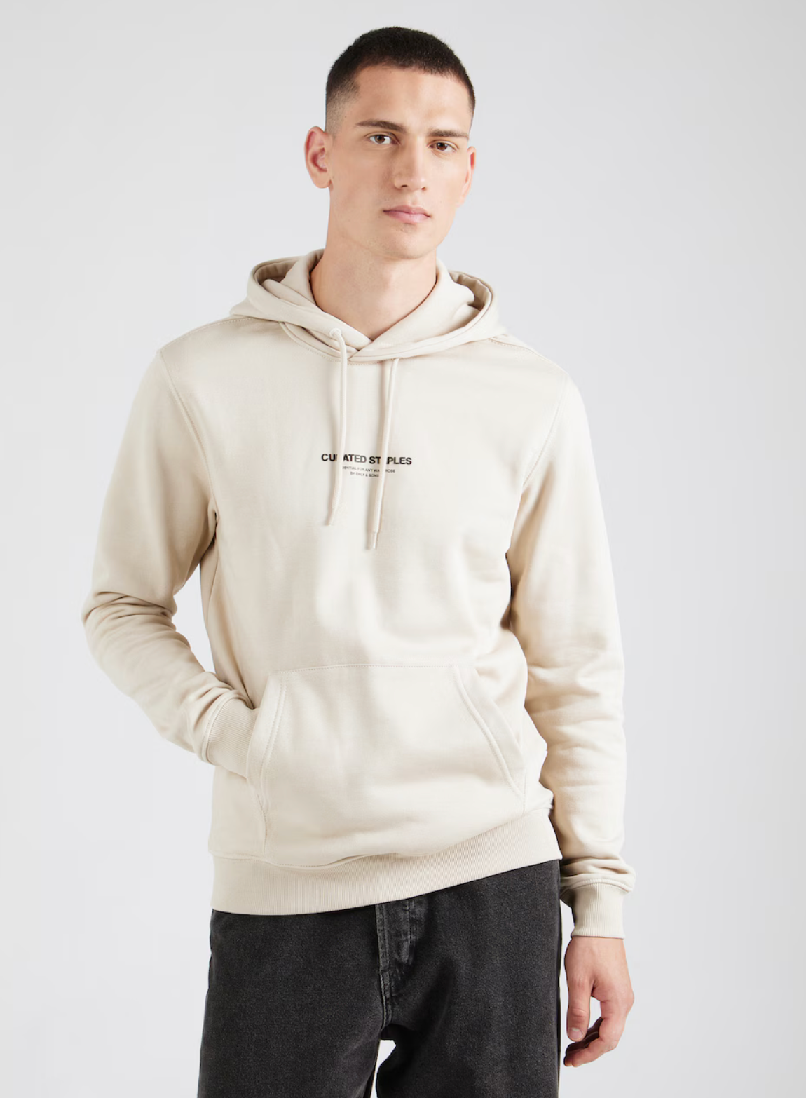 Only & Sons Beige "Curated Staples" Graphic Hoodie