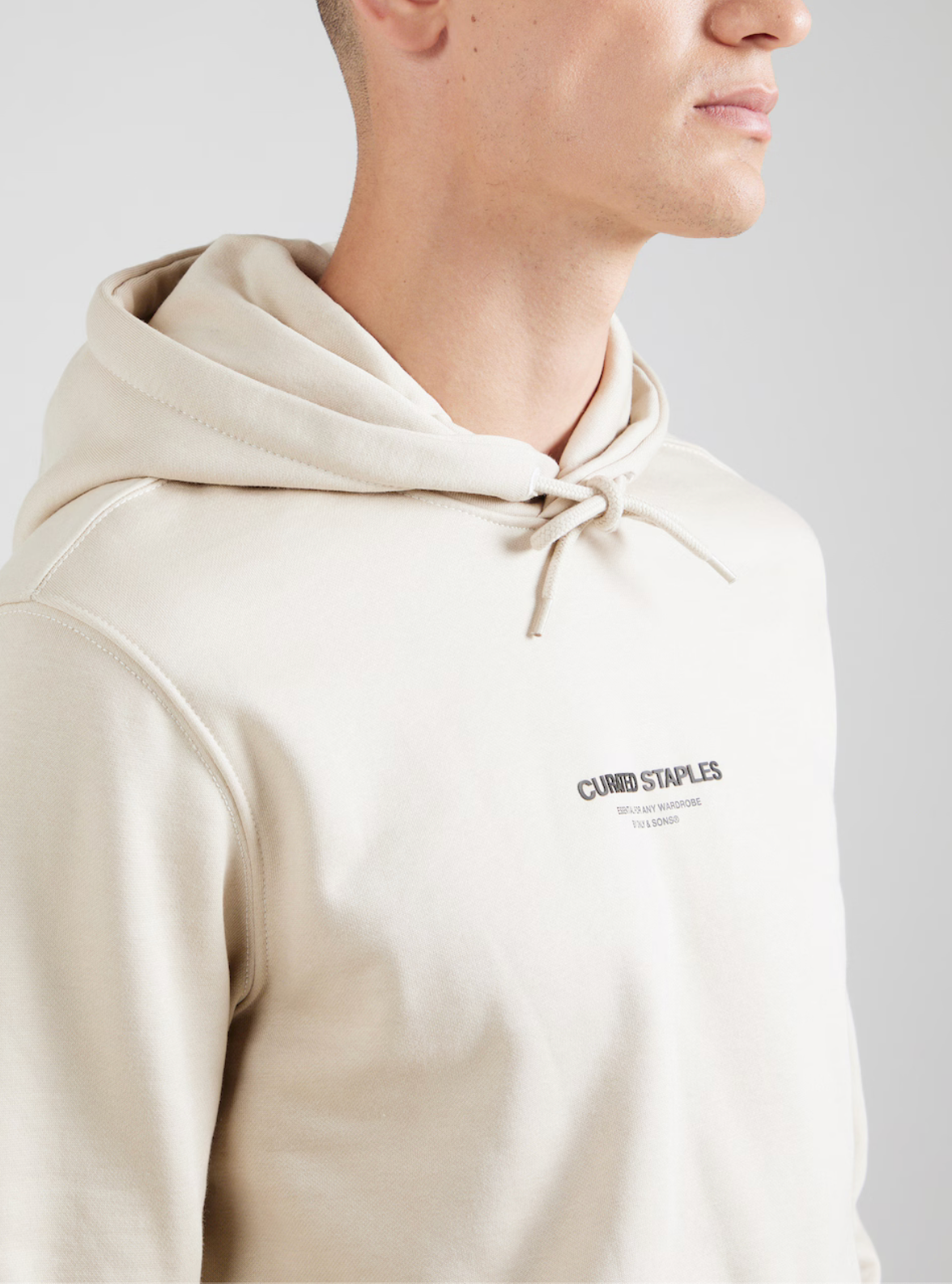 Only & Sons Beige "Curated Staples" Graphic Hoodie