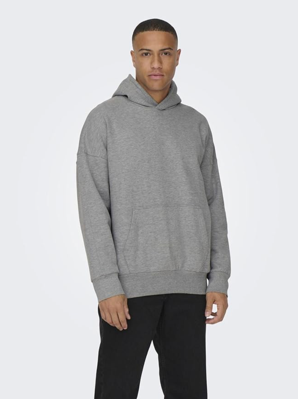 Only & Sons Grey Pullover Hoodie with Pockets