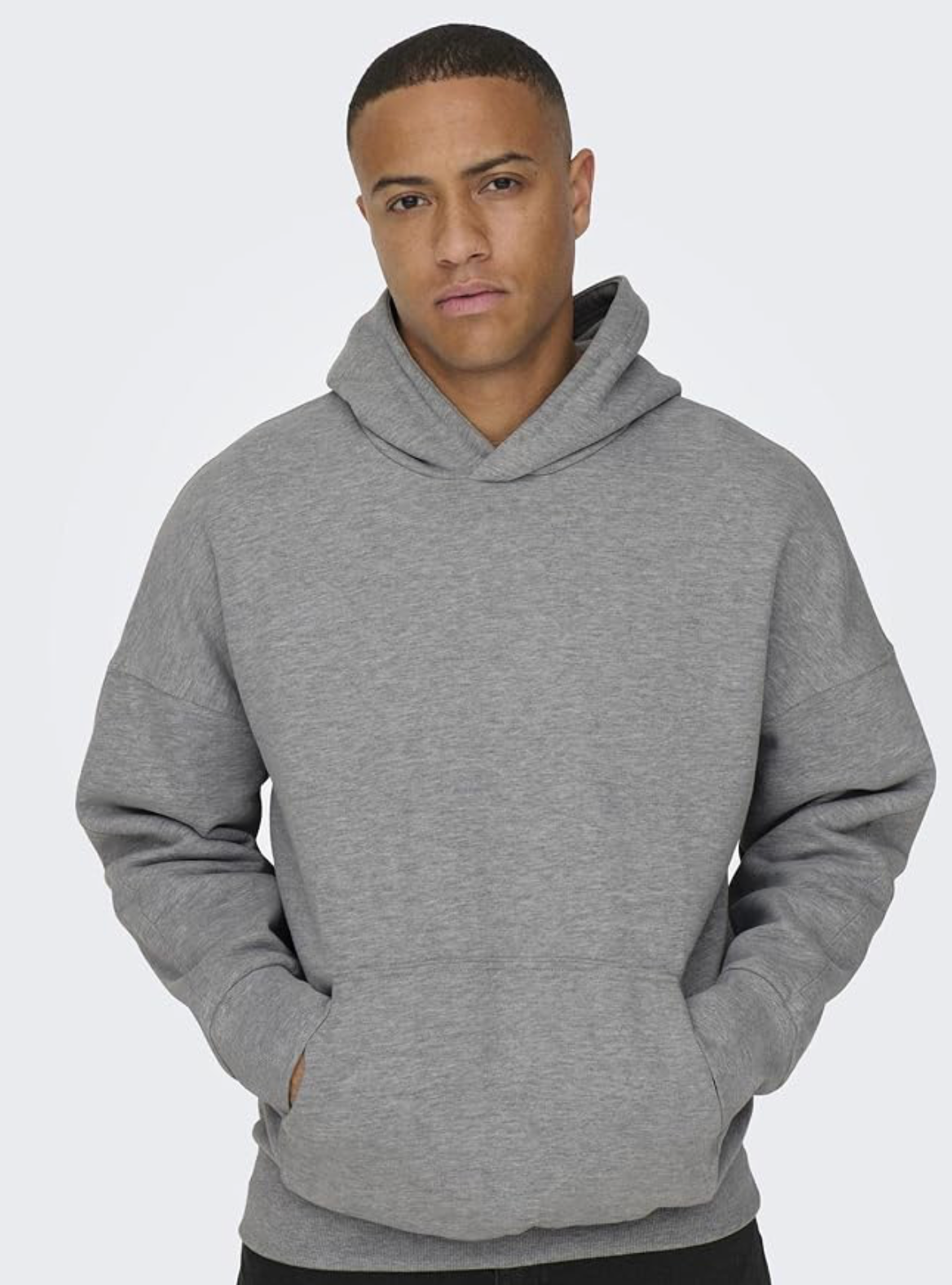 Only & Sons Grey Pullover Hoodie with Pockets
