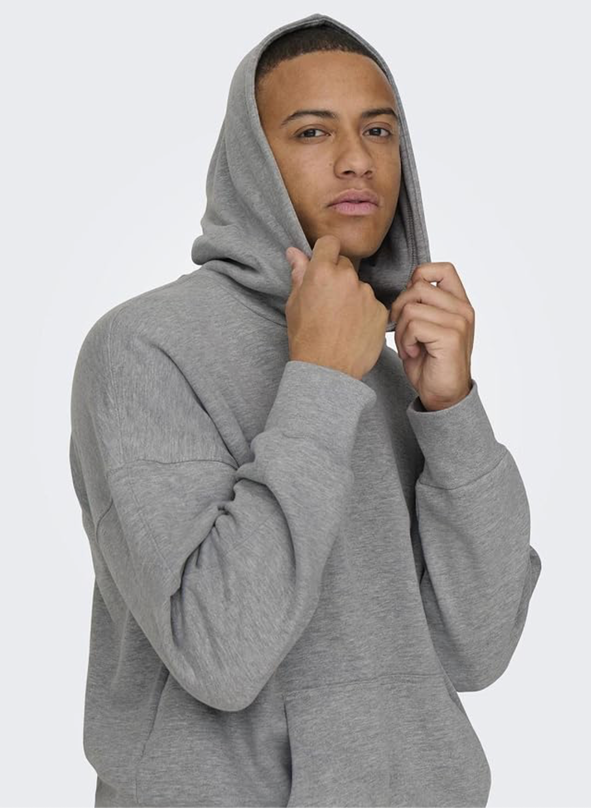 Only & Sons Grey Pullover Hoodie with Pockets
