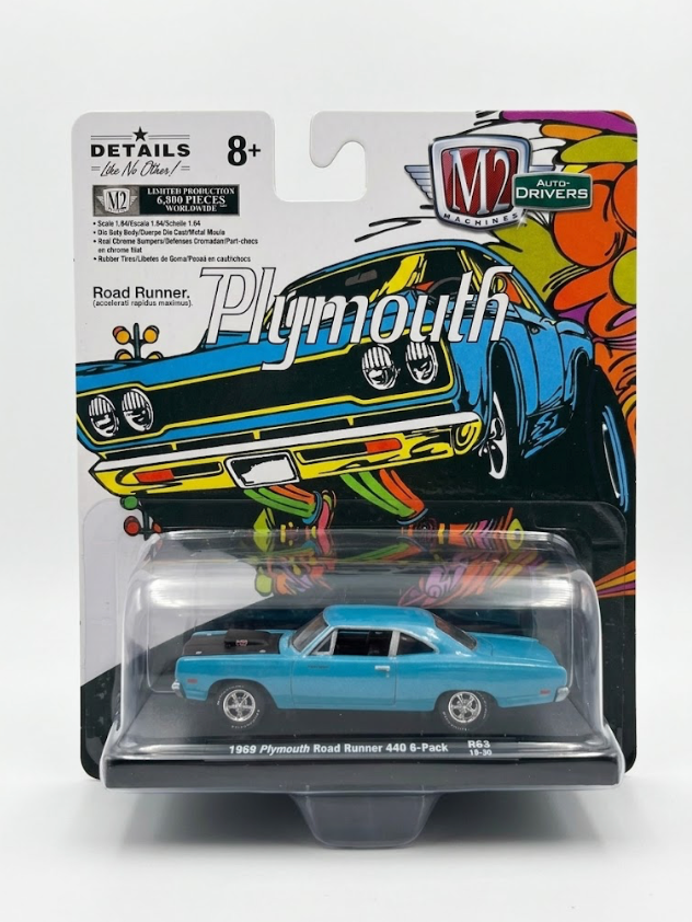 M2 Machines 1969 Plymouth Road Runner 440 6-Pack (Auto-Drivers - R63)