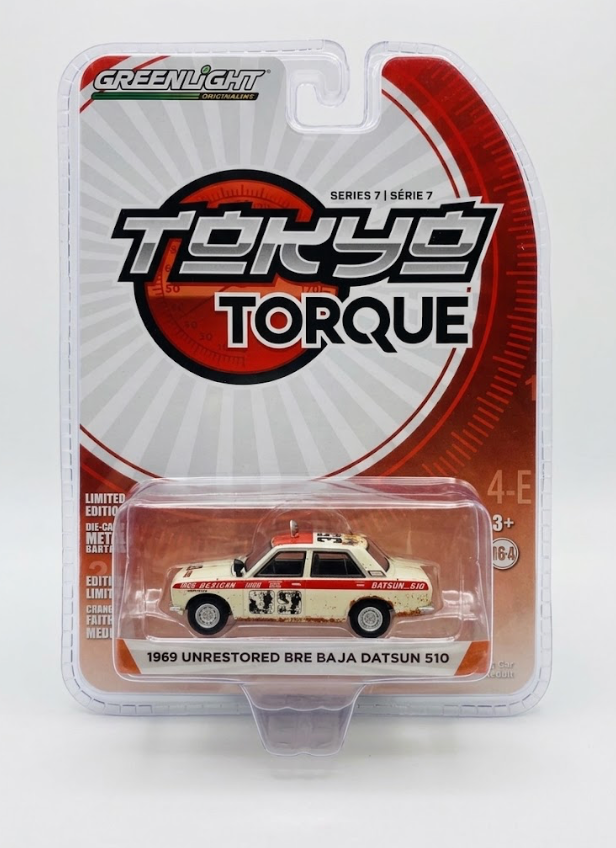 GreenLight Tokyo Torque 1969 Unrestored BRE Baja Datsun 510 #85 (Series 7)