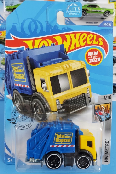 Hot Wheels 1:64 HW Metro - Total Disposal Garbage Truck (Yellow & Blue / 55/250)