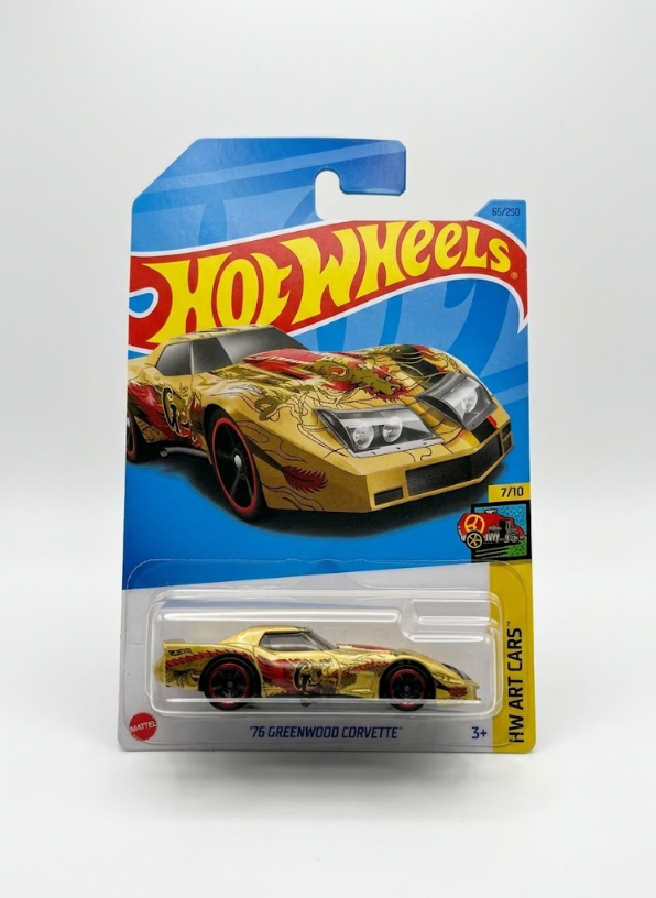 Hot Wheels '76 Greenwood Corvette - HW Art Cars 7/10 (Yellow / 1:64 Scale)