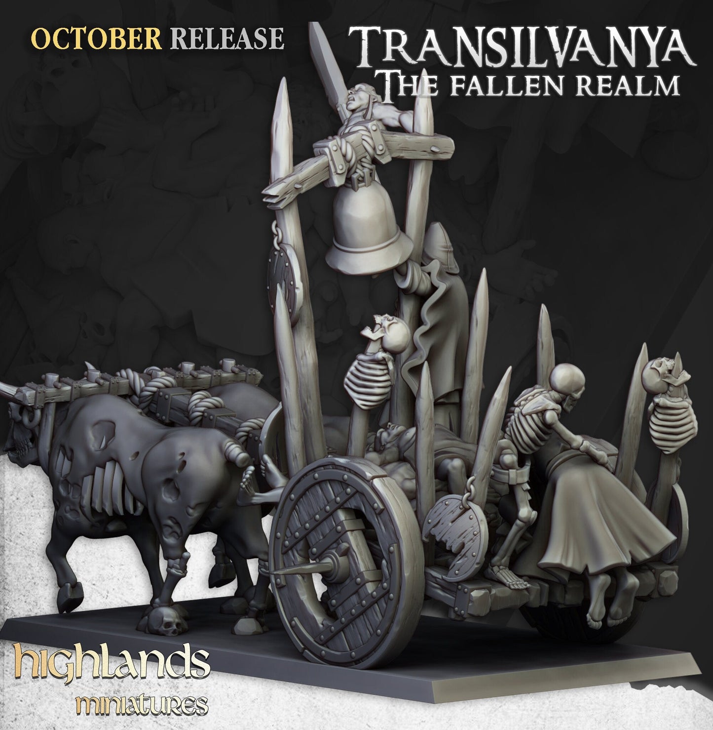 Corpse Cart - Highland Miniature | DnD | Undead | melee | 32mm | Pathfinder | Graveyard | TTRPG | Wargaming | Frostgrave