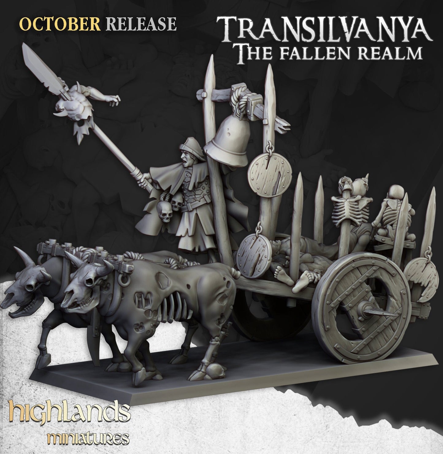 Corpse Cart - Highland Miniature | DnD | Undead | melee | 32mm | Pathfinder | Graveyard | TTRPG | Wargaming | Frostgrave