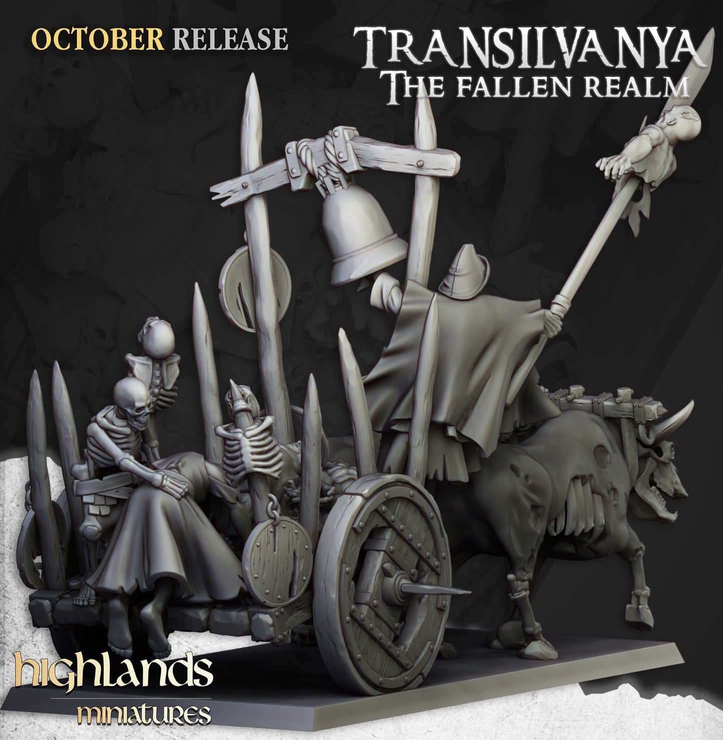Corpse Cart - Highland Miniature | DnD | Undead | melee | 32mm | Pathfinder | Graveyard | TTRPG | Wargaming | Frostgrave