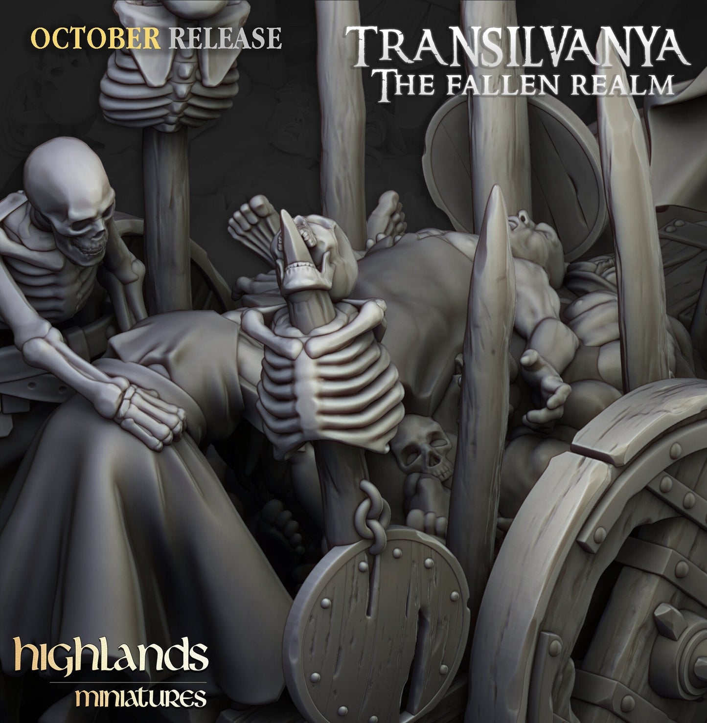 Corpse Cart - Highland Miniature | DnD | Undead | melee | 32mm | Pathfinder | Graveyard | TTRPG | Wargaming | Frostgrave