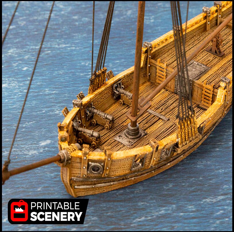 The Sloop - The Lost Ships, DnD 5E, Pathfinder 2E 15mm, 28mm, 32mm, wargaming terrain, scatter scenery, D&D age of sail, pirate