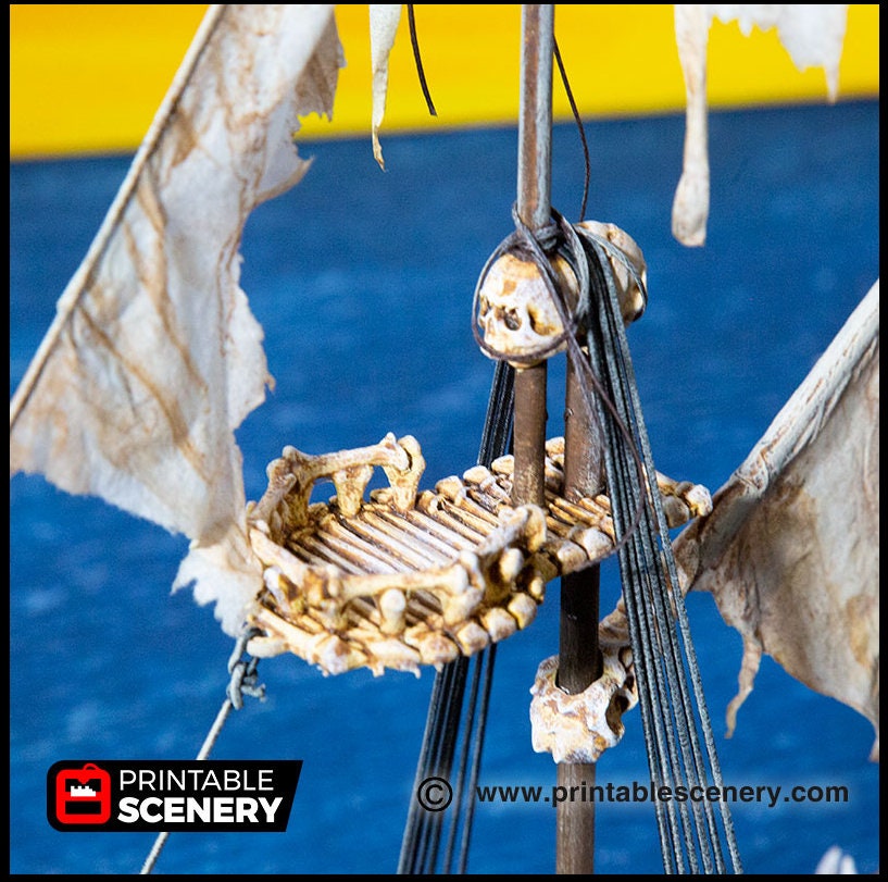 The Undead Sloop - The Lost Ships, DnD 5E, Pathfinder 2E 15mm 28mm 32mm, wargaming terrain, scatter scenery D&D age of sail pirate